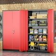 thumbnail image 2 of SOLAURA 72 inches Tall Metal Garage Storage Cabinets, Lockable Steel Storage Cabinet with Doors and Adjustable Shelves for Office, Home, Shops, Garage, Assembly Required, Black Red, 2 of 6