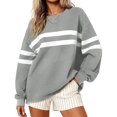 thumbnail image 2 of Women's 2026 Striped Oversized Sweatshirt Spring Crewneck Long Sleeve Shirts Casual Color Block Pullover Tops, S, 2 of 5