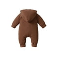 thumbnail image 3 of Qiylii Baby’s Romper Solid Color Button Long Sleeve Single Breasted Hooded Bodysuit, 3 of 8