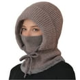 thumbnail image 2 of Winter Balaclava Hat for Women, Plush Lined Integrated Face Mask and Neck Warmer, Ultimate Cold Weather Gear for Outdoor Work and Sports.Light Gray, 2 of 3