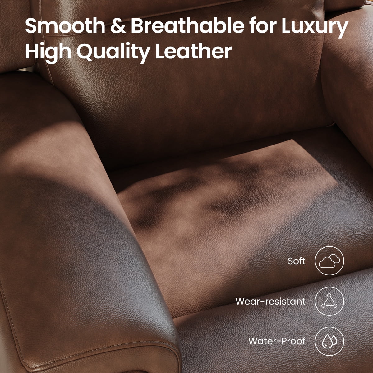 COLAMY Electric Power Recliner Chair with Triple Motor, Adjustable Power Headrest and Lumbar Support, Heavy Duty Home Theater Seating with LED, USB Type-C Ports, Storage, Dark Brown