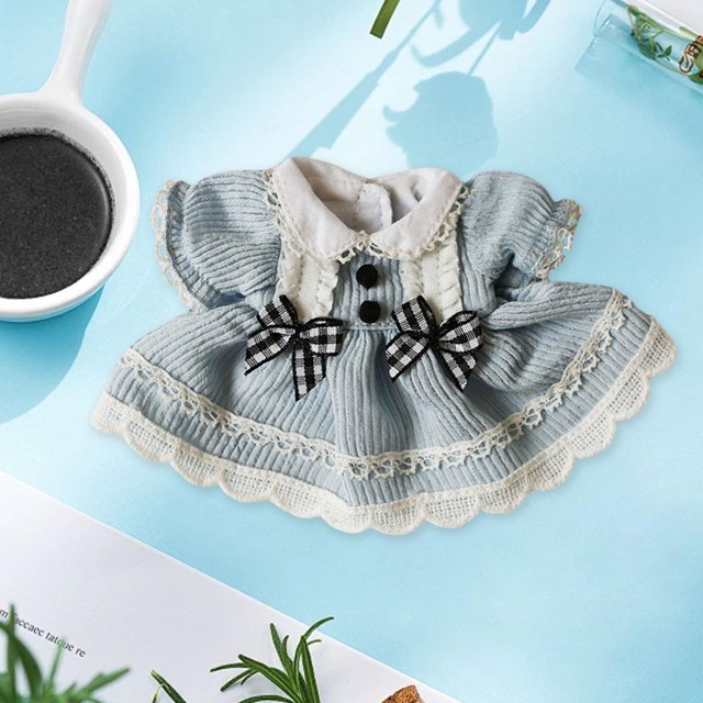 Vestido de muñeca de oso de peluche, accesorios para fotos, disfraces educativos, hazlo tú mismo, ropa de muñeca de peluche para muñecas de 12 cm azul