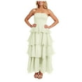 thumbnail image 5 of vigerkar Women's Maxi Dress 2025 Summer Off Shoulder Smocked Tiered Ruffle Long Flowy Dresses Casual Beach Sundress Green, M, 5 of 7