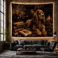 thumbnail image 6 of Golden-Brown Dog by Fireplace with Books and Dried Flowers, Cozy Vintage for Dog Lovers Still Life Animal Art, Housewarming Gift Tapestry Wall Hanging for Living Room and Den, 6 of 7