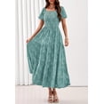 thumbnail image 4 of PRETTYGARDEN Women's Summer Boho Maxi Dresses Floral Short Sleeve Square Neck Smocked Flowy Long Dress Vacation Outfits, 4 of 10