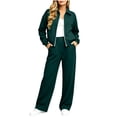 thumbnail image 3 of Jerdar Womens 2 Piece Sweat Sets Collared Zip Jacket Wide Leg Sweatpants Oversized Side Pockets Spring Fall Airport Travel Outfits XL, 3 of 9