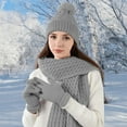 thumbnail image 4 of Winter Hat Scarf Gloves Set for Women & Men - 3-in-1 Warm Knit Beanie Touchscreen Gloves Long Scarf - Acrylic Stretchy One Size Fits Most - Perfect Christmas Gift for Her Him, 4 of 6