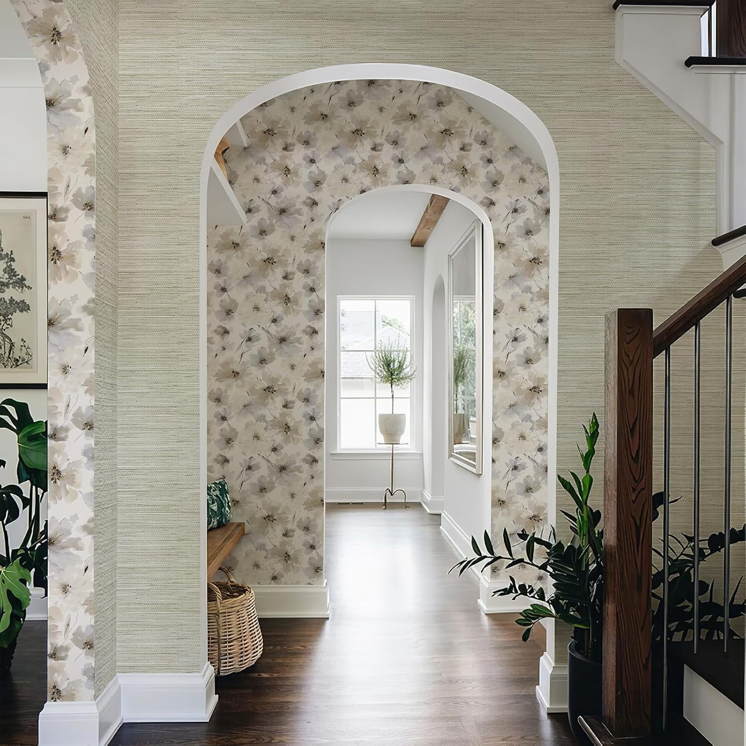 AsdQ Wallpaper Peel and Stick 118-in x 17.3-in Textured Wallpaper Faux Grasscloth Self-Adhesive Linen Removable Wallpaper Cabinets Counter Top Liners