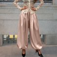 thumbnail image 2 of Outfmvch Women's Wide Leg Balloon Pants High Waist Front Pleated Baggy Lantern Fit Elastic Cinched Ankle Cuffs Wrinkle Resistant Side Pockets for Party Office Vacation Daily Casual Outfits Pink L, 2 of 4