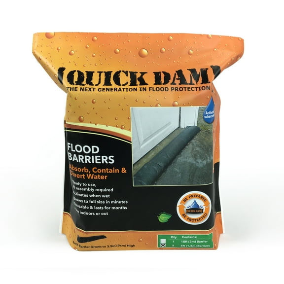 Quick Dam Expanding Flood Barrier, 6 In. X 5 Ft., 2 Per Bag