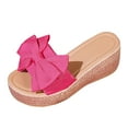thumbnail image 2 of YangJinLian Slide Sandals for Women Bow-Knot Platform Wedge Sandals Summer Dressy Outdoor Beach Sandal Comfortable Open Toe Non-Slip Walking Slippers Hot Pink, 2 of 7