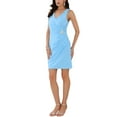 thumbnail image 5 of INSPIRE CHIC Women's Ruched Faux Wrap V Neck Sleeveless Party Cocktail Sheath Dresses Light Blue 2XL, 5 of 7