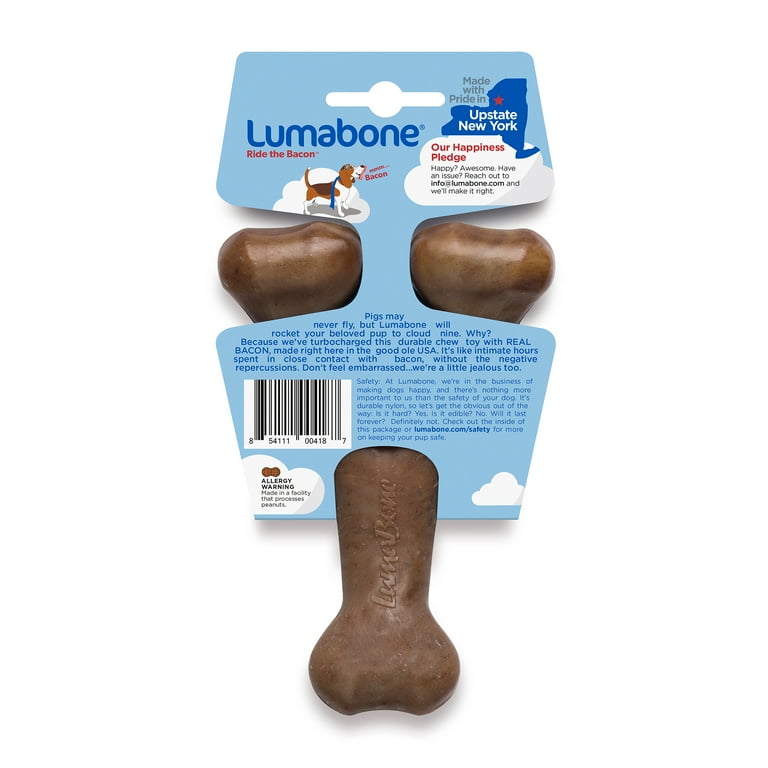 Lumabone Real Bacon Durable Wishbone Dog Chew Toy Small