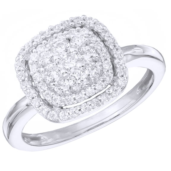 White Natural Diamond Cluster Frame Ring in 10k White Gold