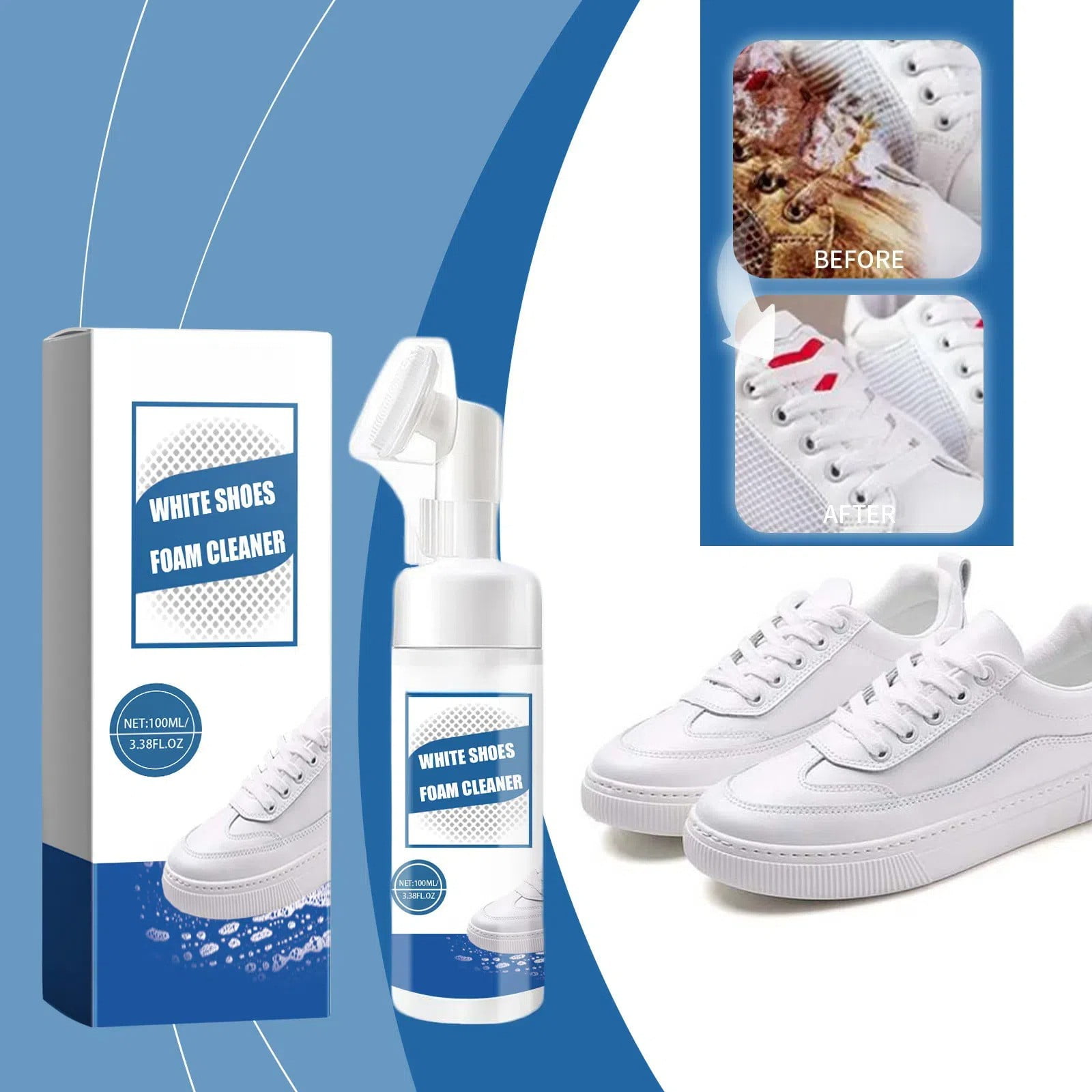 White Shoes Foam Cleaner Functional Stain Removal Cleaning Portable White  Shoes Cleaning 100ml Floating Lint Hair Catcher Car All Purpose Cleaning