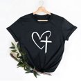 thumbnail image 4 of Camisetas de Manga Corta para las Mujeres Casual Día de Pascua Impresión Cuello de Tripulación Suelta Camiseta, Poliéster Spandex, 4 of 7