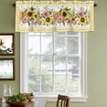 thumbnail image 4 of Sunflower Valances for Windows, Decorative Rod Pocket Window Valance Curtains, Pink Yellow Floral Elegant Pastoral Checkered Short Curtain Drapes for Kitchen/Living Room, 2 Panels, 60" W x 18" L, 4 of 8