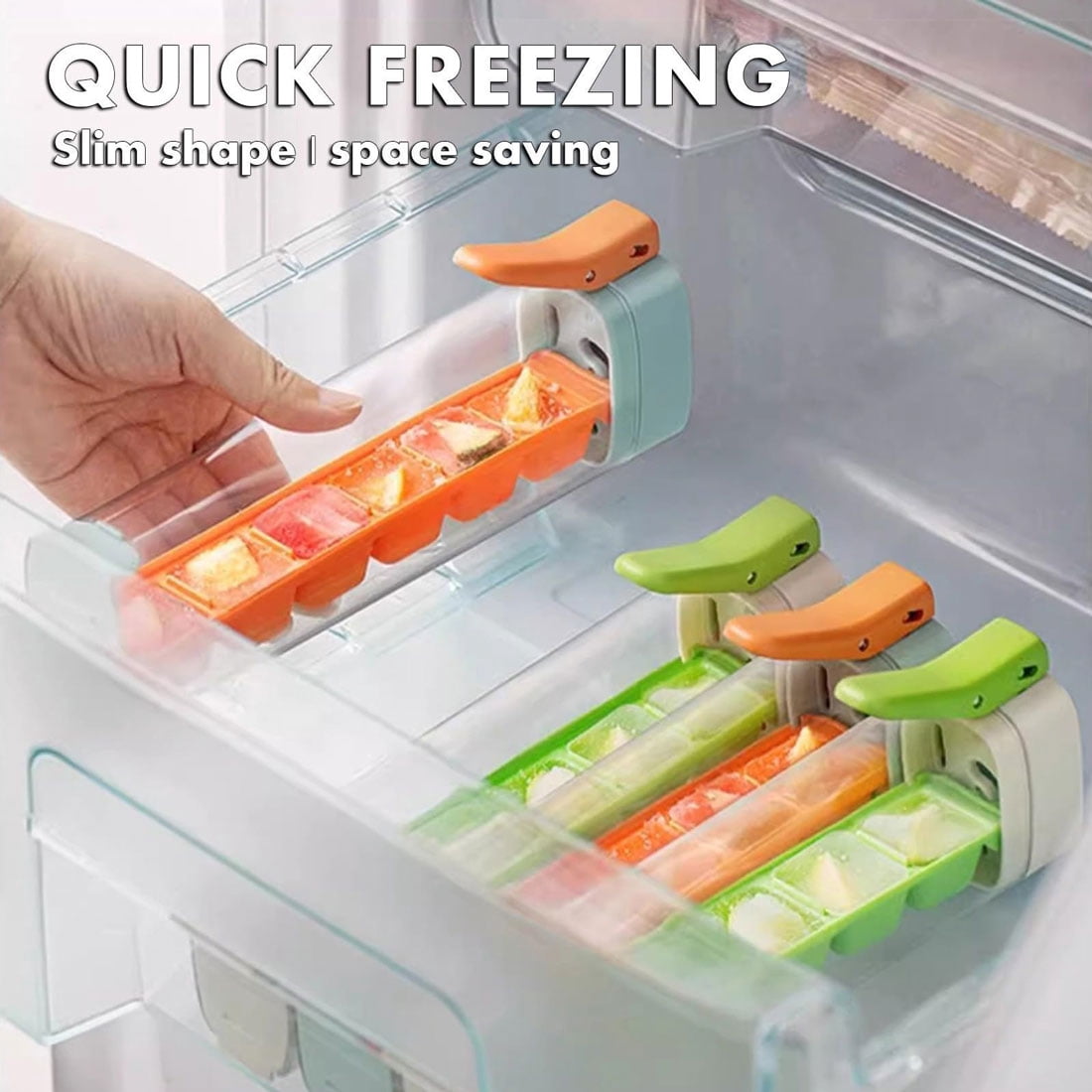 One-Hand Press Ice Cube Tray with Handle, Easy Release Ice Maker, Convenient Ice Tray for Chilling Drinks