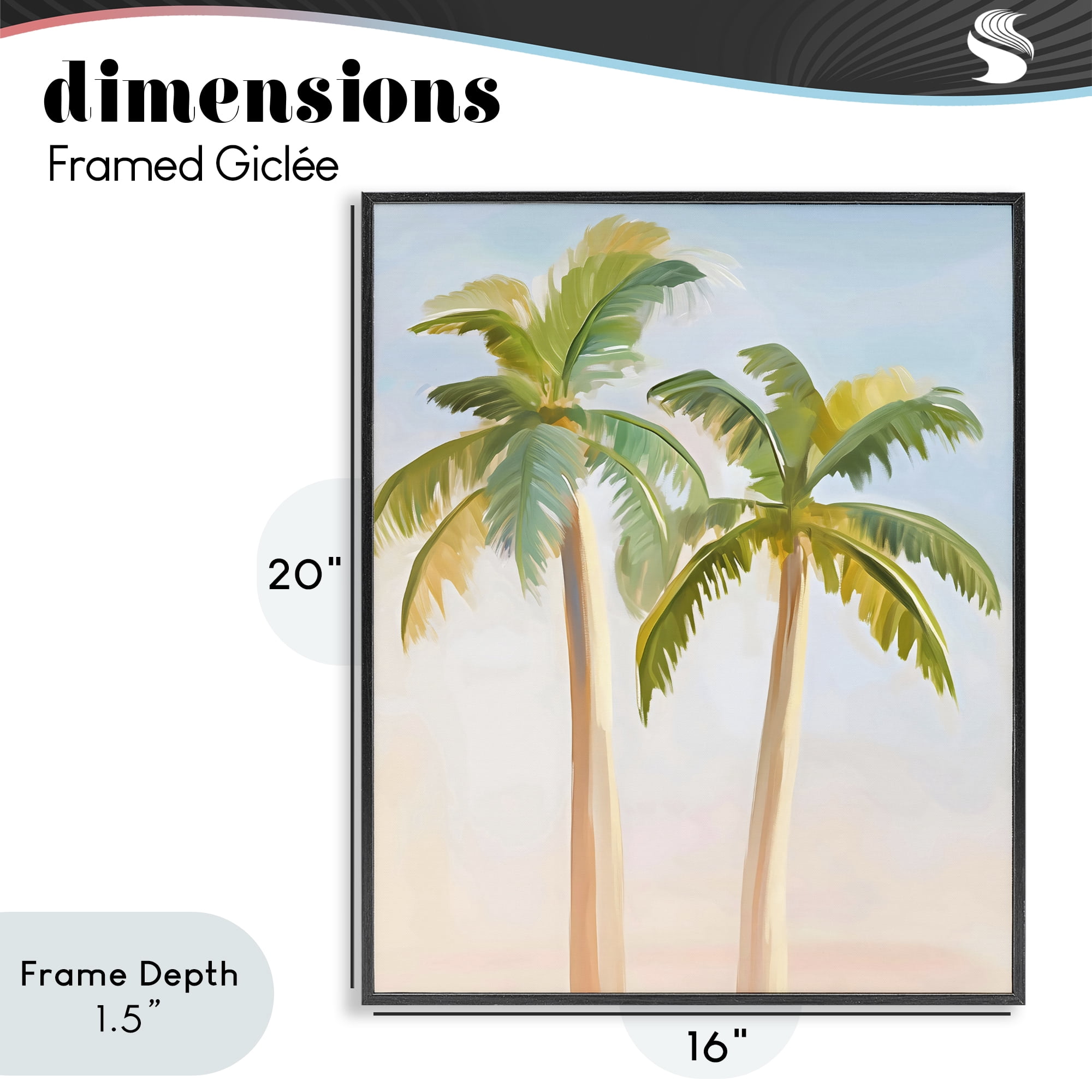 Stupell Industries Tropical Palm Twins at Sunrise Black Framed Giclee Art, design by The Prints Vibe