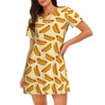 thumbnail image 1 of Vsdgher Hot Dog 3 Motifs Chemise de Nuit à Manches Courtes Col Rond Mignonne Robe de Nuit Confortable, 1 of 6