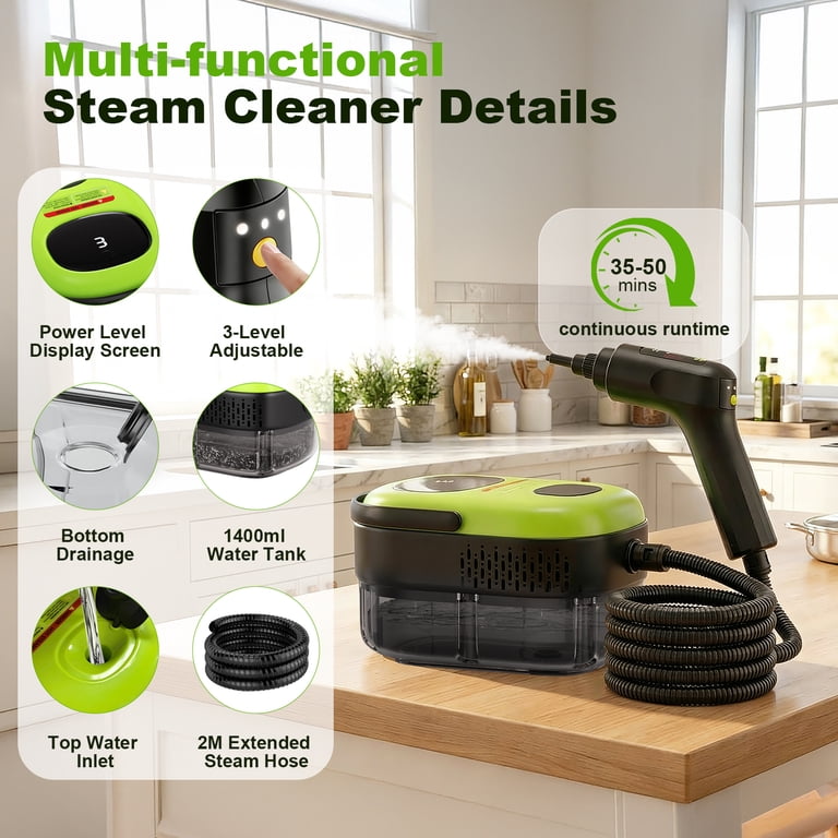 KANFUAQ Handheld Steam Cleaner,2500W 15pcs Accessories Portable