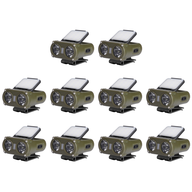 Linterna frontal de inducción LED de 1200 mAh, 700 lm, tipo C, recargable, impermeable, verde militar