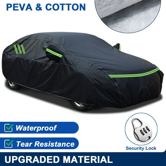 For Hyundai Elantra Car Cover Waterproof Full Sedan Car Cover Thickened PEVA Cotton Material Rain Sun Dust Protection All Weather Black