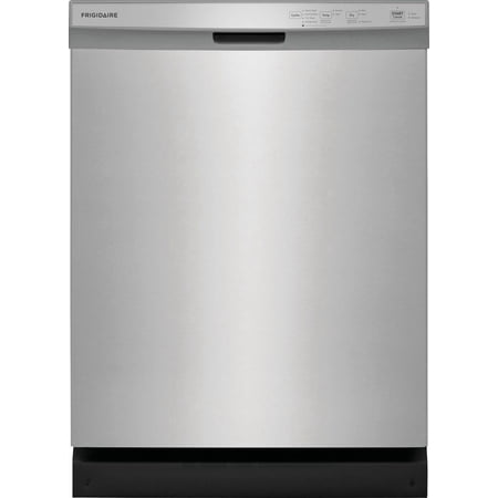 Frigidaire - 24" Front Control Built-In Plastic Tub Dishwasher with DishSense Sensor Technology, 54 dBA - Stainless Steel