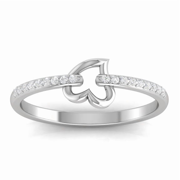 Sterling Silver Classic Heart Linked Moissanite White Gold Ring Women