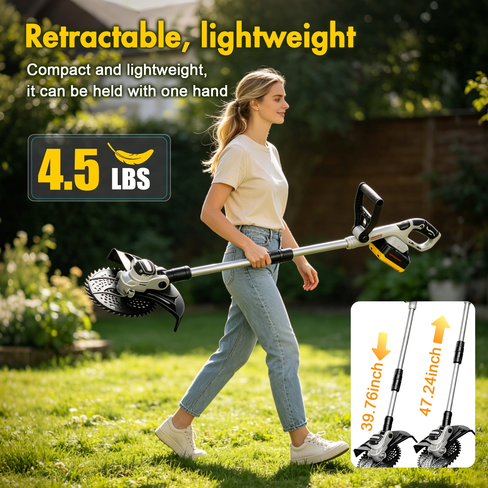 CATGOOD 20000RPM String Trimmer with Brushless Motor, 8AH Cordless Electric Weed Wacker with 4 Types Blades, 13 Inch Weed Trimmer for Yard and Garden