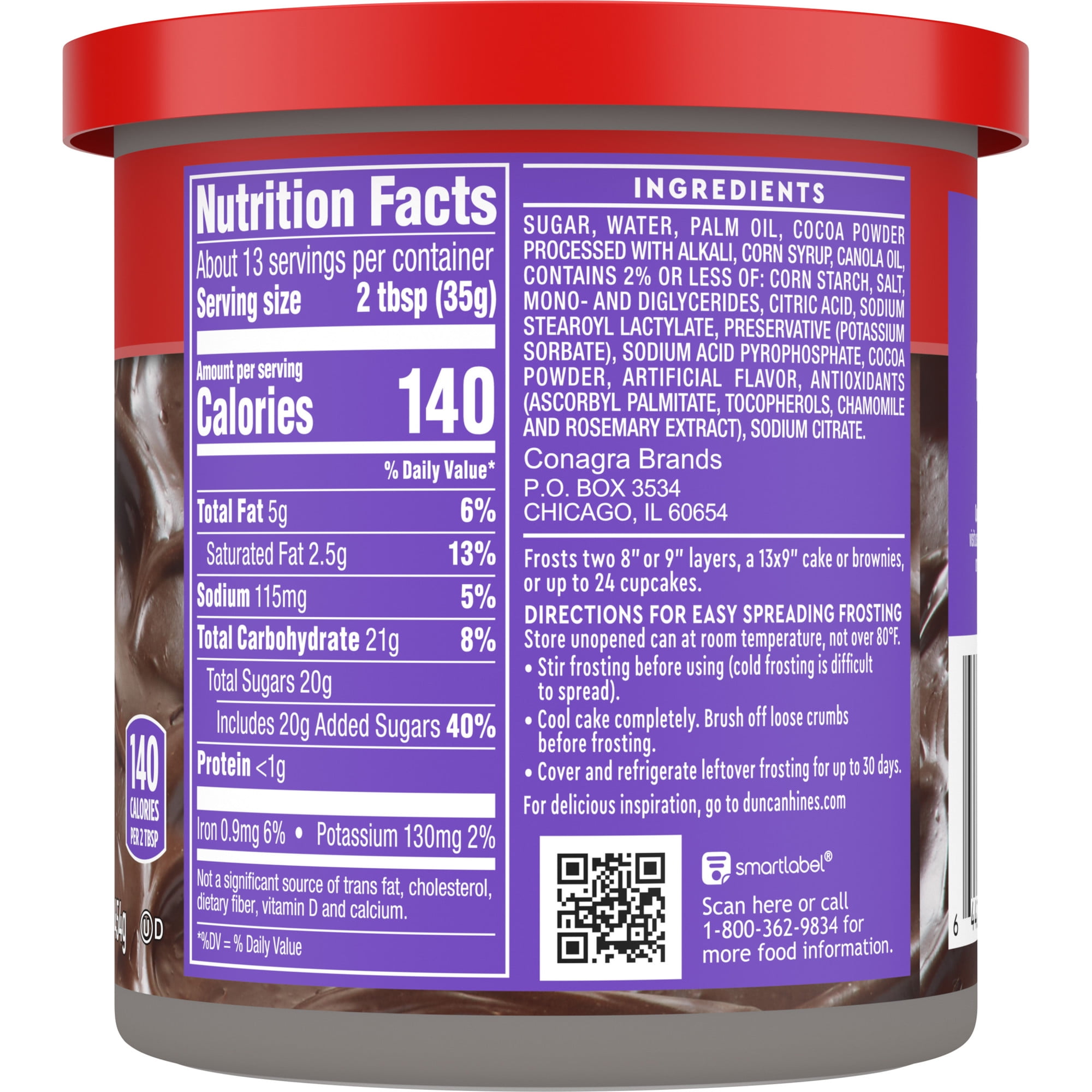 Duncan Hines Creamy Dark Chocolate Fudge Flavored Frosting, 16 oz.