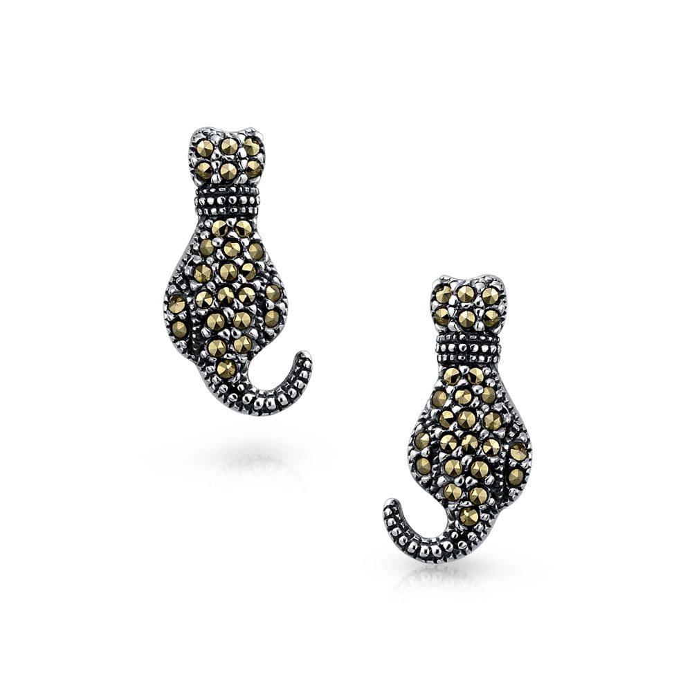 Sterling Silver 925 Ear Studs Cat Stud Earrings For Women Fashion Jewelry Cats 