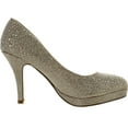 thumbnail image 2 of Bonnibel Olga-6 Round Toe Glitter Mesh Rhinestone Studded Low Platform Pump Heels, 2 of 4