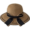 thumbnail image 4 of CoCopeaunts Bow Straw Bucket Hat for Women Summer Foldable Roll up Floppy Basin Hat Packable UV Protection Sun Hat Black Brim, 4 of 8