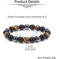 thumbnail image 5 of Pulseras de piedra de ojo de tigre de obsidiana negra de hematita para hombres y mujeres, cuentas de piedras preciosas redondas naturales de 10 mm, pulsera de cristal curativo con cuentas pa, 5 of 5