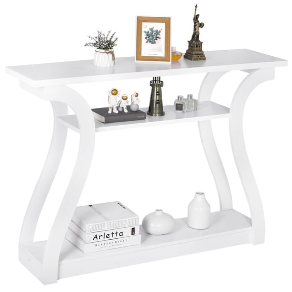 ZENSTYLE Home Entryway Console Table 3-Tier Simple Luxury Style Curved Hallway Table White