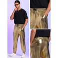 thumbnail image 5 of Unique Bargains Men's Sparkly Metallic Pants Drawstring Waist Nightclub Sequin Joggers 36 Golden, 5 of 6