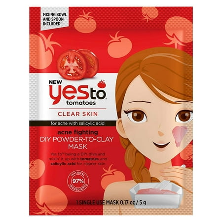 Yes To Tomatoes Clear Skin for Breakout Prone Skin Impurity Fighting DIY Powder to Clay Mask, 1 Count + Cat Line Makeup