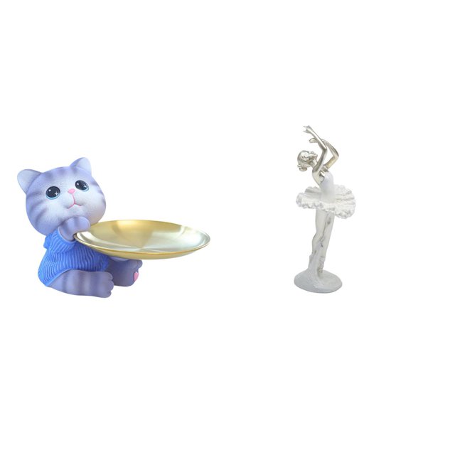 Elegante bandeja de estatua de resina de bailarina de gato, escultura moderna para decoración del hogar, figura creativa de bailarina, arte para mesa
