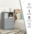 thumbnail image 6 of Gymax 3 Drawer Dresser W/ Cubbies Storage Chest for Bedroom Living Room Grey, 6 of 10