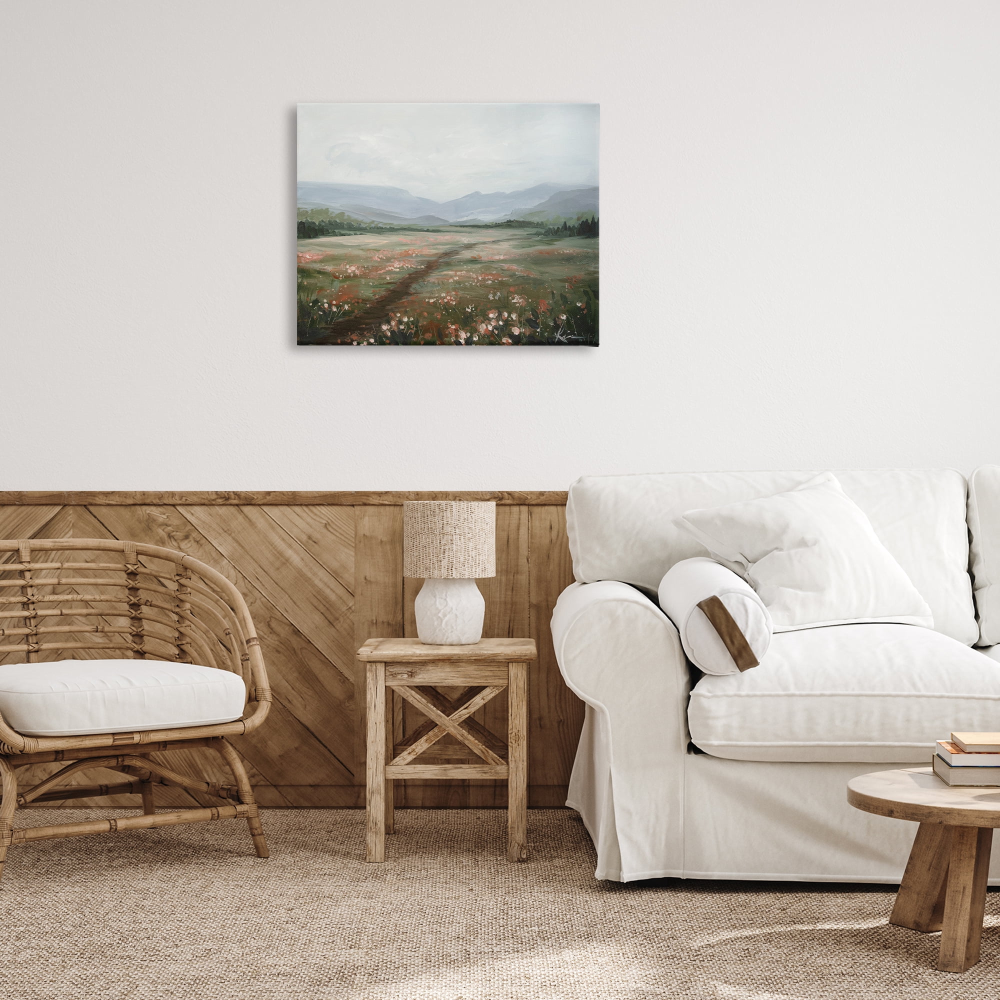 Stupell Industries Path Through Rolling Meadow Landscape & Nature Painting Wrapped Canvas Art Print Wall Art, 30 x 24