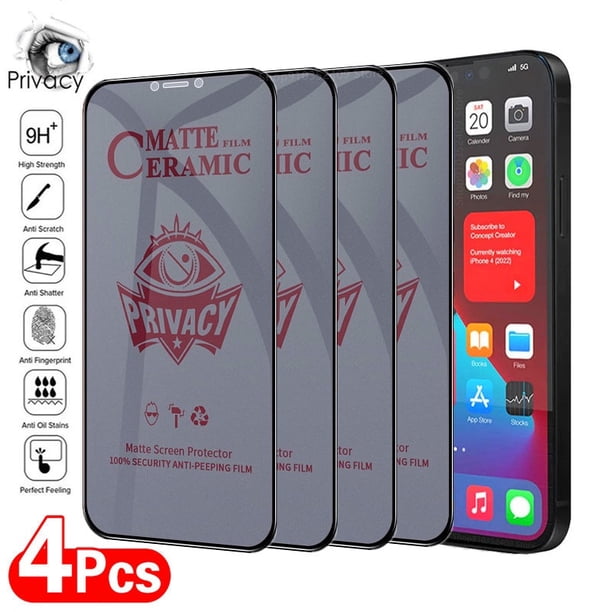 1-4 protectores de pantalla de privacidad de cerámica mate para IPhone 12 13 11 Pro Max Mini película antiespía para IPhone XS Max X XR 7 8 14 Plus Tan Jianjun unisex