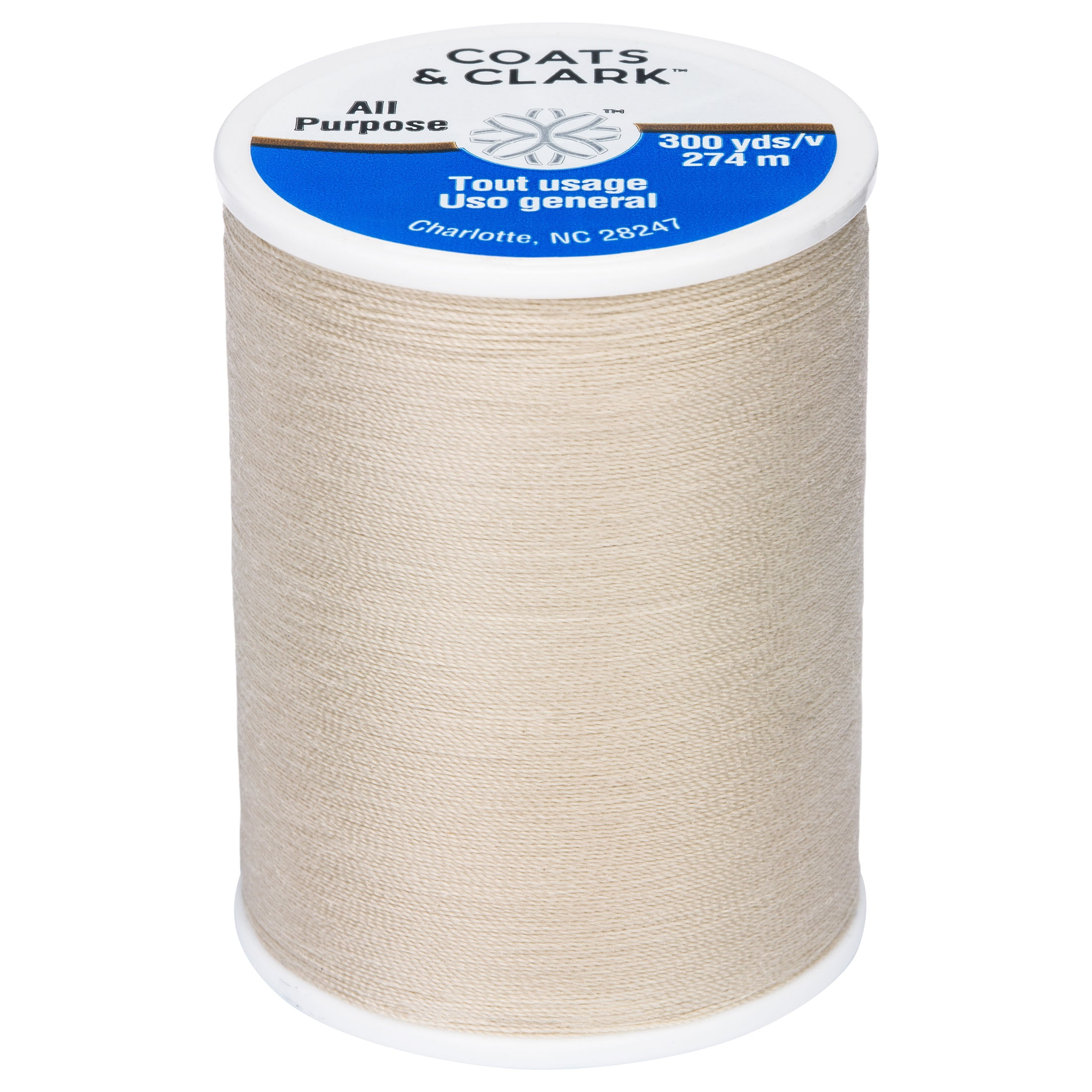 Coats & Clark All Purpose Ecru Polyester Thread, 300 Yards