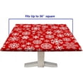 thumbnail image 6 of Christmas Square Fitted Tablecloth, Red Xmas Snowflake Elastic Edge Table Cover for Winter Happy New Year Indoor Outdoor Dinner Party Family Banquet Use, Fits to 36 x 36 in Table, 6 of 6