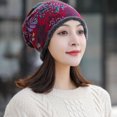 thumbnail image 4 of Autumn Winter Cap Soft Fashion Neck Warm Warmer Print Flower Beanie Velvet Bonnet Women Hat Bib Hats BLACK, 4 of 8