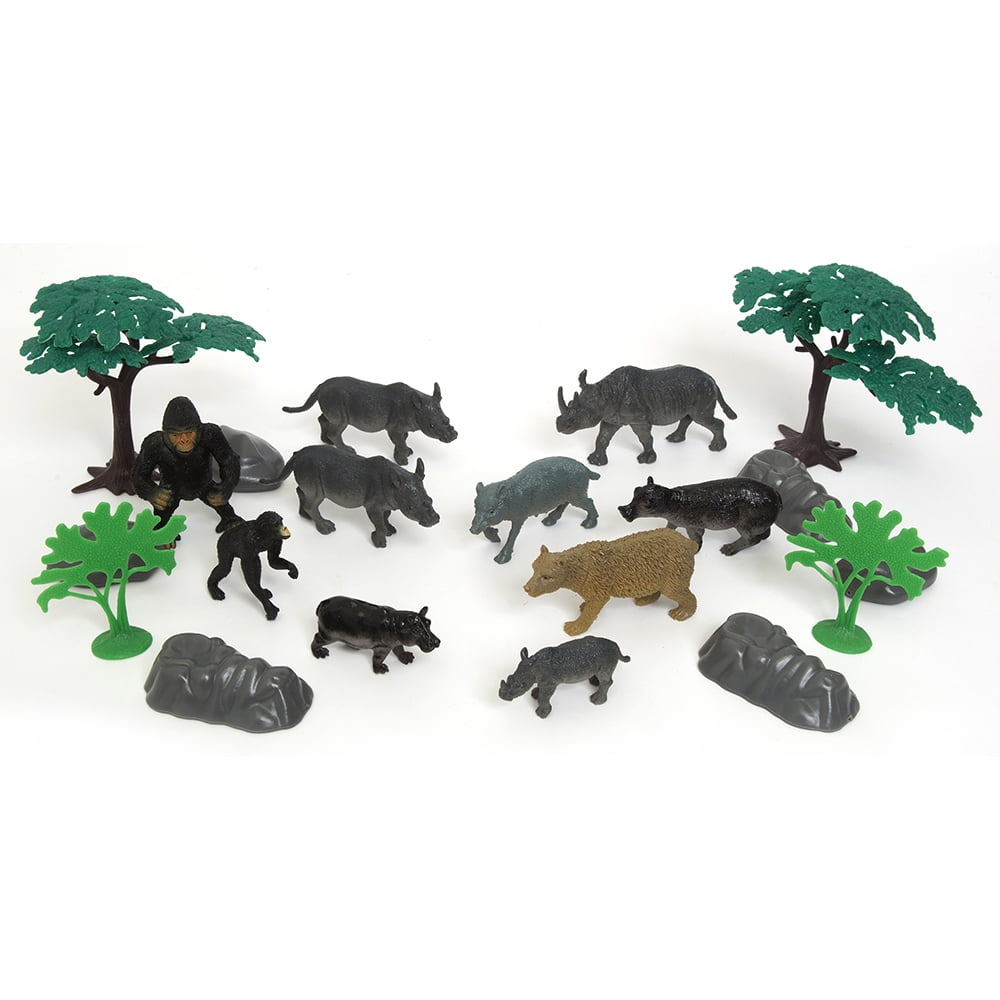 Zoo Troop Big Bucket of Safari Life – 40-Piece Novelty Toy Set for Kids Ages 3+