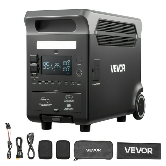 VEVOR Portable Power Station, 3600W 3840Wh Power Station Solar Generator with 10 Output Ports & Adjustable Input Power,Expandable LiFePO4 Battery Backup for Home Camping RV (Solar Panel NOT Included)