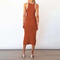 thumbnail image 5 of Women's Casual Dress for Everyday Wear Mid Length Sleeveless Ribbed Crew Neck Vest Split With Cut Out Detailing Orange XL, 5 of 8