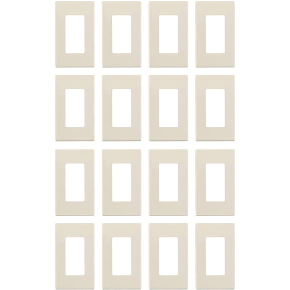 Leviton 80301-ST 1-Gang Decora Plus Wallplate Screwless Snap-On 16-Pack