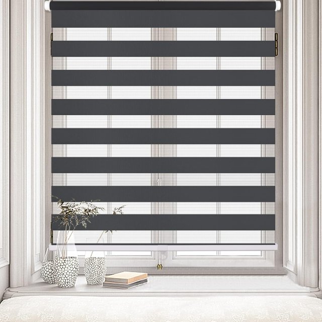 Cordless Zebra Blinds Window Shades Day and Night Shades for Light Control Dual Layer Light Filtering Sheer Blinds out Window Treatments